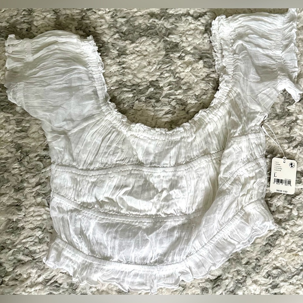 Free People White Off-Shoulder Ruffle Top - Picture 5 of 15